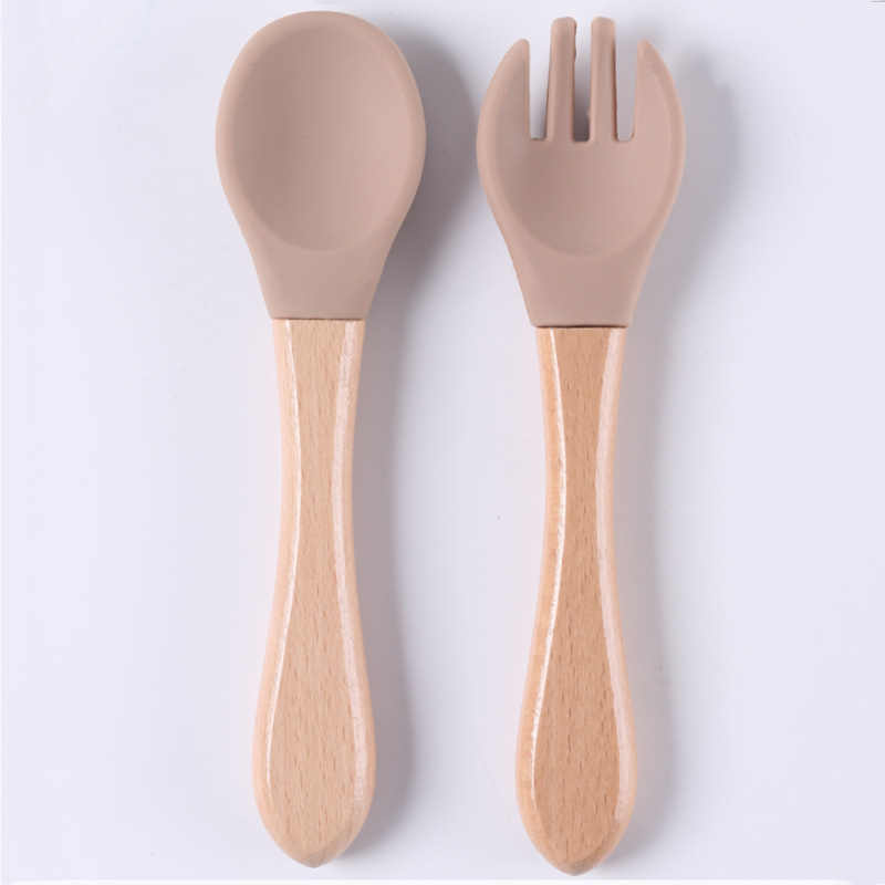 라이트 브라운 (나무 손잡이 스푼 + 포크)