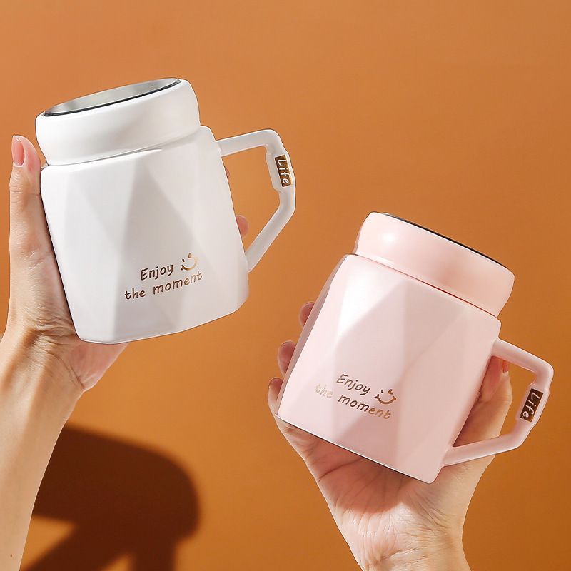 Mug simple ceramic cup with lid spoon with hand gift box Cup couple Office water cup coffee cup large capacity