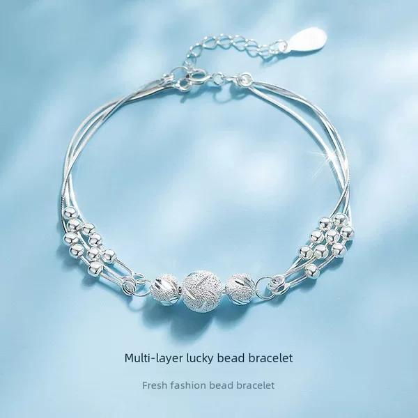 Multi-layer carved lucky beads bracelet girls bracelet niche design simple light luxury exquisite fashion jewelry