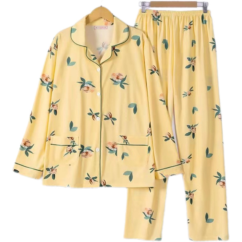 High-end Pajamas Women's Spring and Autumn Long-sleeved Middle-aged and Elderly Plus-size Casual Home Clothes Winter and Summer Two-piece Suit High-end Pajamas Women's Spring and Autumn Long-sleeved Middle-aged and Elderly Plus-size Casual Home Clothes Winter and Summer Two-piece Suit