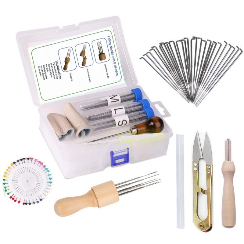 2021 wool felt DIY poking needle tool set storage box positioning needle solid wood eight-needle set 2021 wool felt DIY poking needle tool set storage box positioning needle solid wood eight-needle set