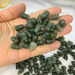 Natural Hetian Jade Qiemo Blue Tee Green White Jade Scattered Beads Men's and Women's Bracelet Jasper Bracelet Qingshui Grade