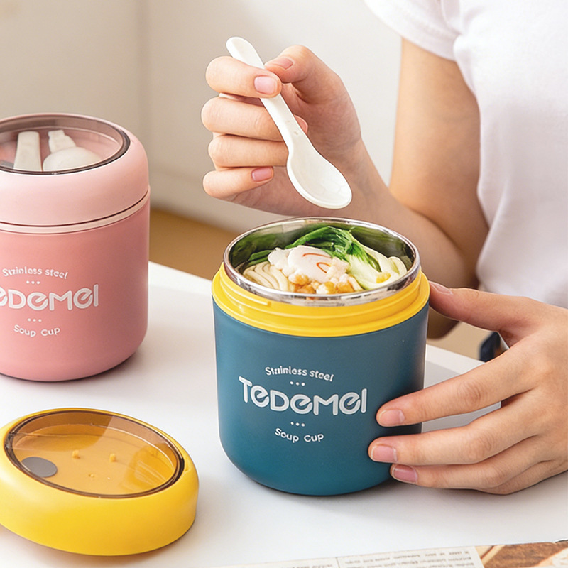 Portable Breakfast Cup, Small Insulated Lunch Box, Lunch Box, Microwave Lunch Box, Food Grade 316 Stainless Steel Soup Cup, Soup Can
