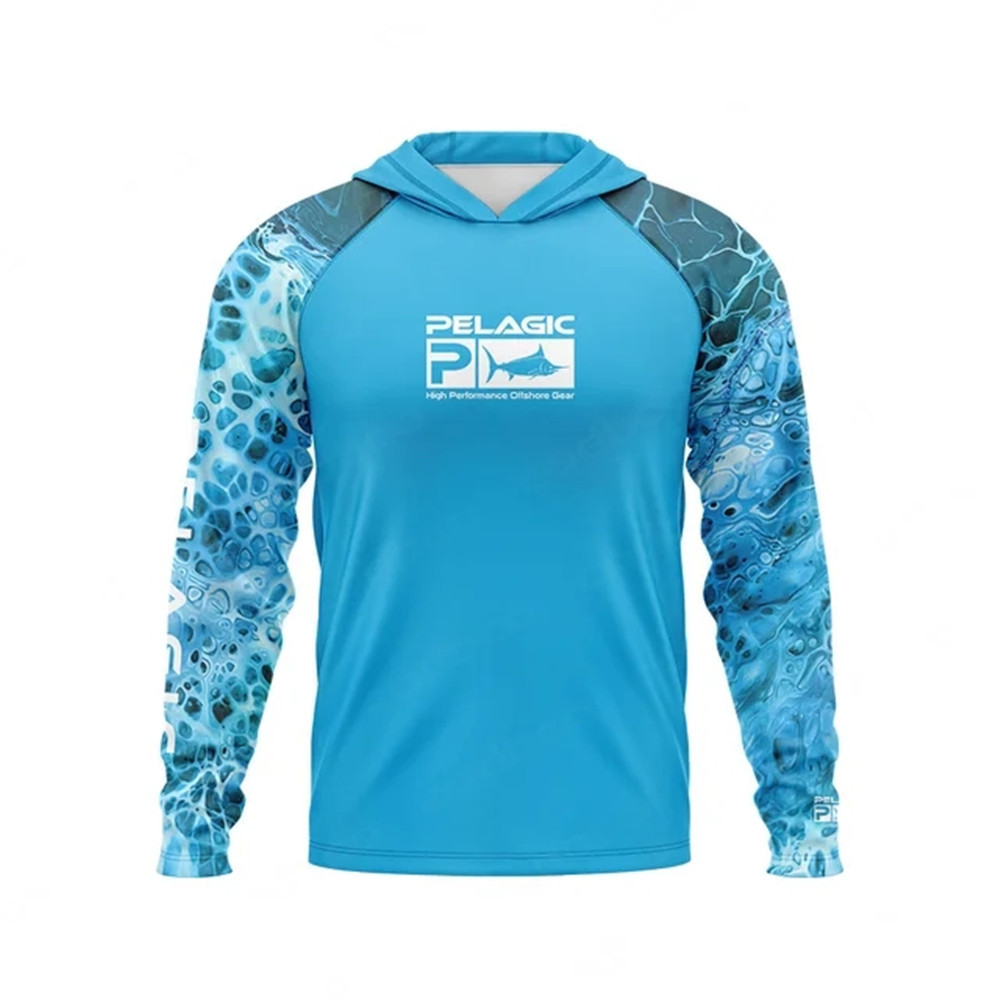 Ocean long-sleeved hoodie fishing suit sun-protective clothing men's and women's long-sleeved cool-feeling hoodie lure fishing suit