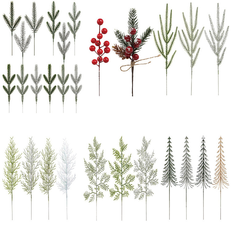 Cross-Border Christmas Artificial Five-Pronged Pine Needles Pine Tree Artificial Christmas Tree Flower Arrangement Decorative Garland Ornaments Plant Wholesale