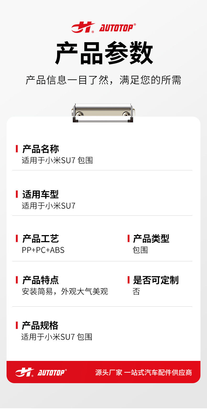 Suitable for Xiaomi Su7 Full Body Kit Abs Plastic Rear Lip Side Skirts Su7 Front Bumper Assembly Kit Modification