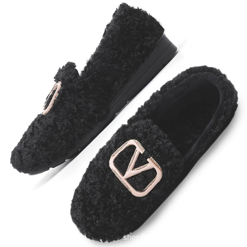 Зимние обувь на флисе, обувь, тапочки, стиль Chanel
