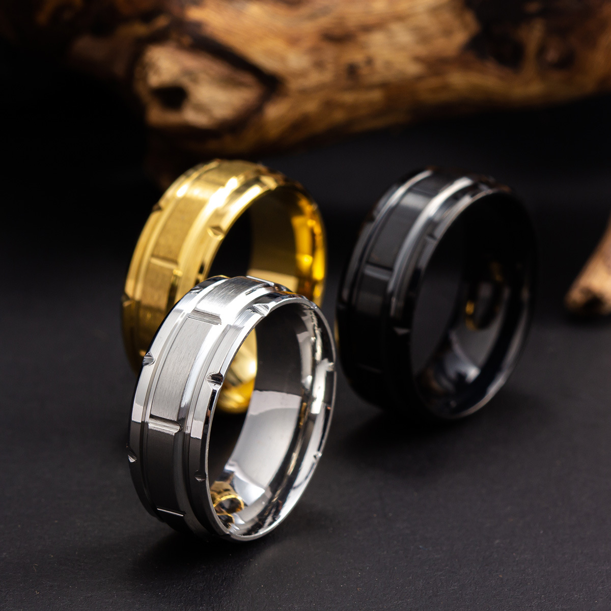 8g Weight Vacuum Plating Gold Plating Process Rings Classification 12, 13, 6 Ring Size 1 Piece Quantity Daily Occasion Titanium Steel Material Solid Color Pattern Couple, Men's Gender Plating Design Simple Style Style Couple Men's Simple Style Rings Solid Color Titanium Steel Vacuum Plating Men Band Rings 3