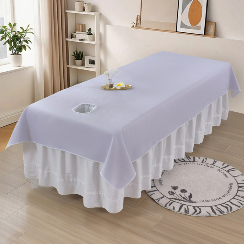 纯色加厚老粗布美容院专用按摩床单夏季款包边开洞亲肤按摩床床单