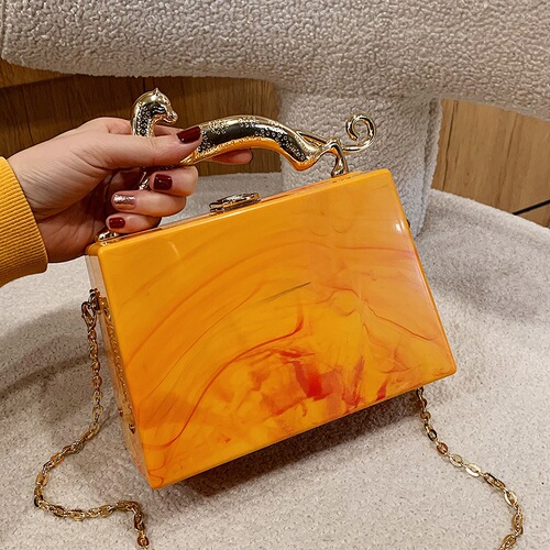Acrylic Box Bag, New 2024 European & American Style, Candy-Colored, Fresh & Girly, Handheld & Crossbody Evening Party Bag
