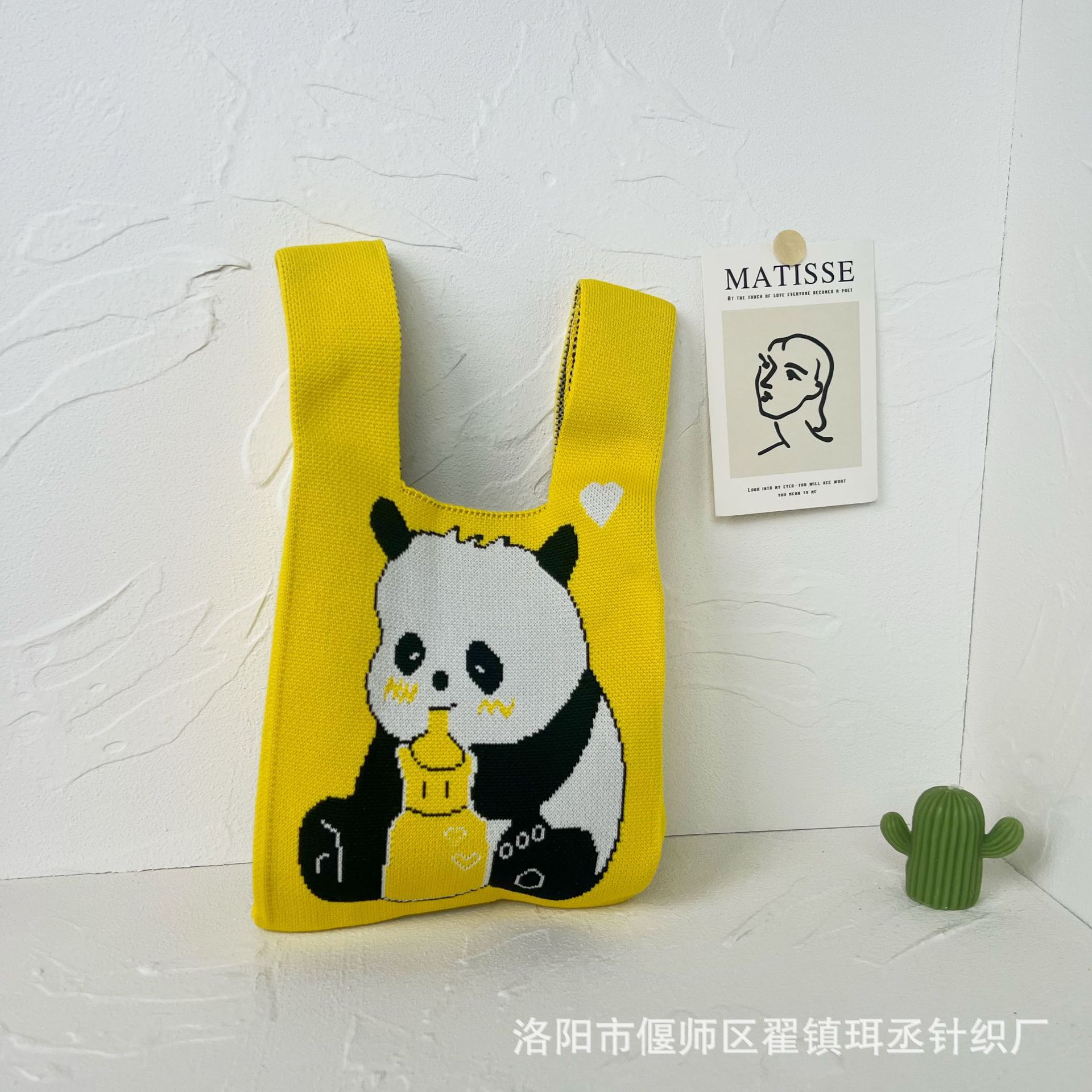 Bolso de punto transfronterizo bolso de punto para mujer bolso de muñeca de todo fósforo bolso Tote bolso tejido de poliéster bolso panda