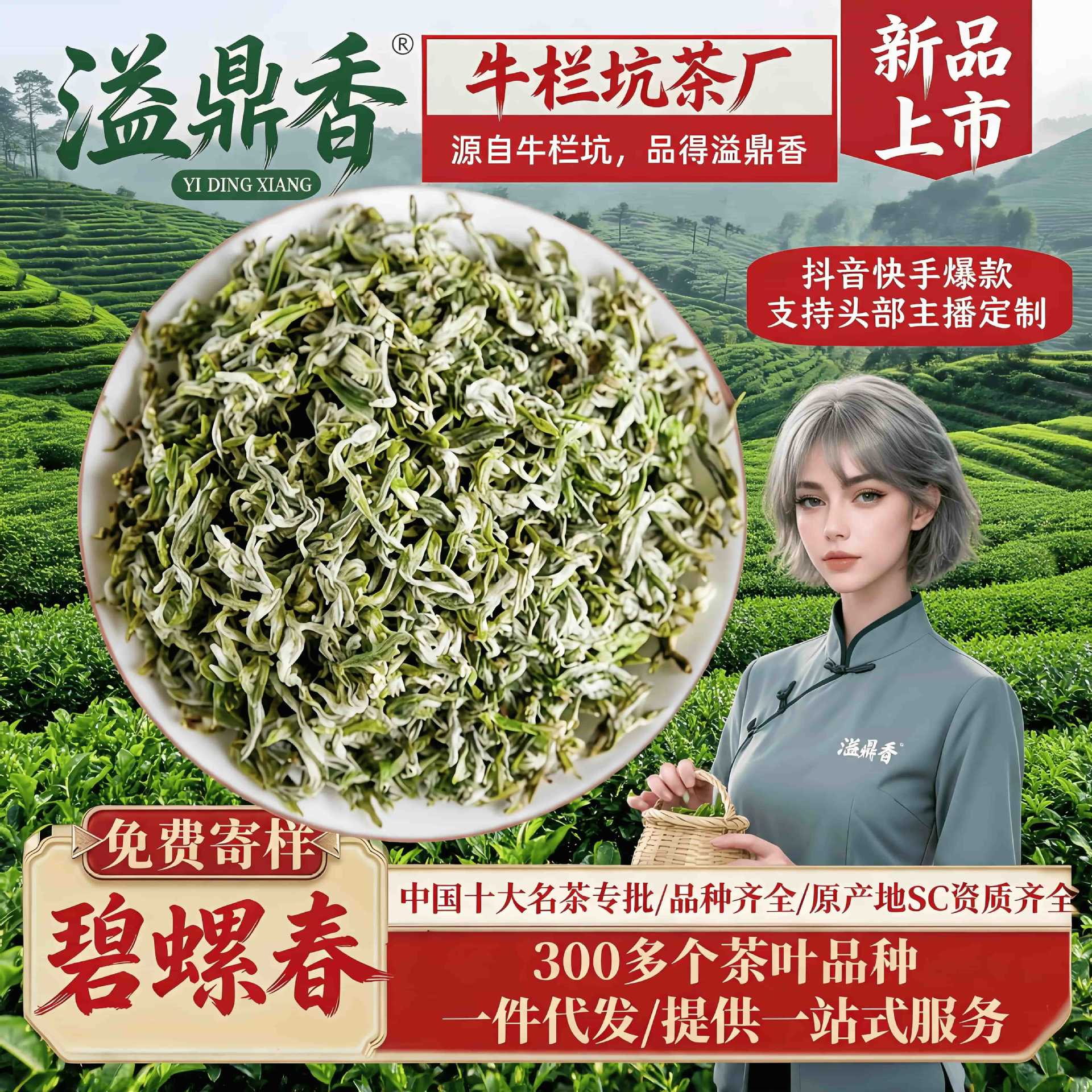 溢鼎香碧螺春绿茶新茶2026年批发散装高山云雾茶浓香花果香江苏
