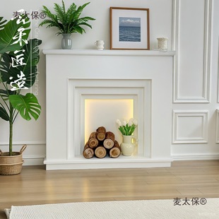 French-Style Artistic Fireplace Decorative Cabinet with Lights, Simple Living Room European-Style Entryway Wall-Mounted Partition by Metabo