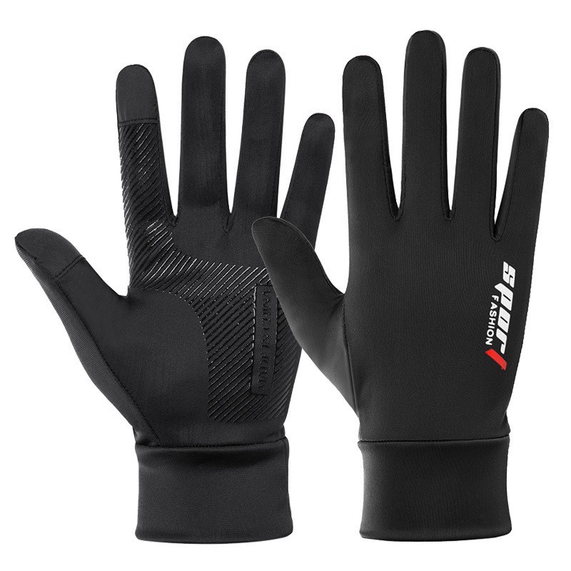 Spring and Summer Thin Full-Finger Gloves with Two Exposed Fingers for Driving, Outdoor Cycling, Uv Protection, Ice Silk Gloves for Men, Non-Slip Short Style