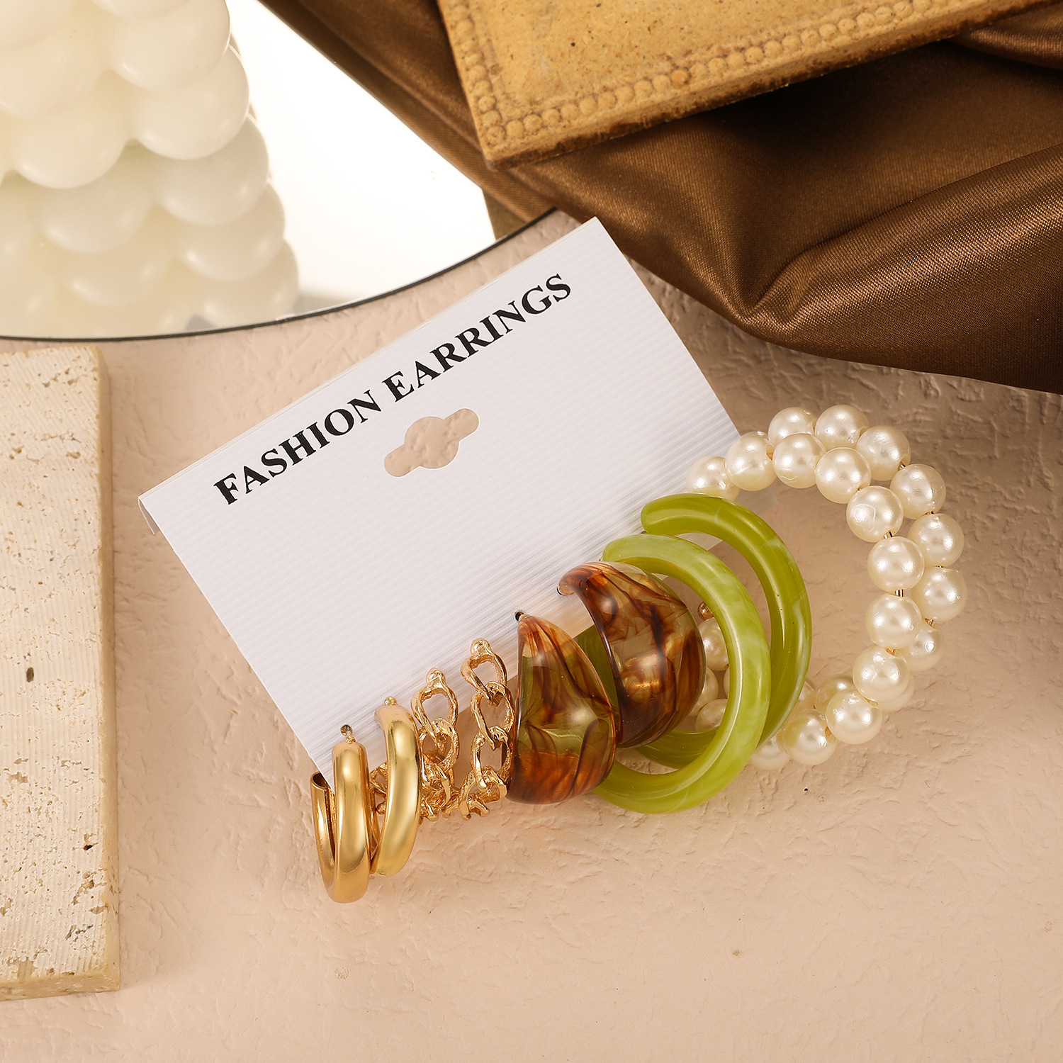 Alloy Material Geometric Pattern Retro Geometric Alloy Hoop Earrings