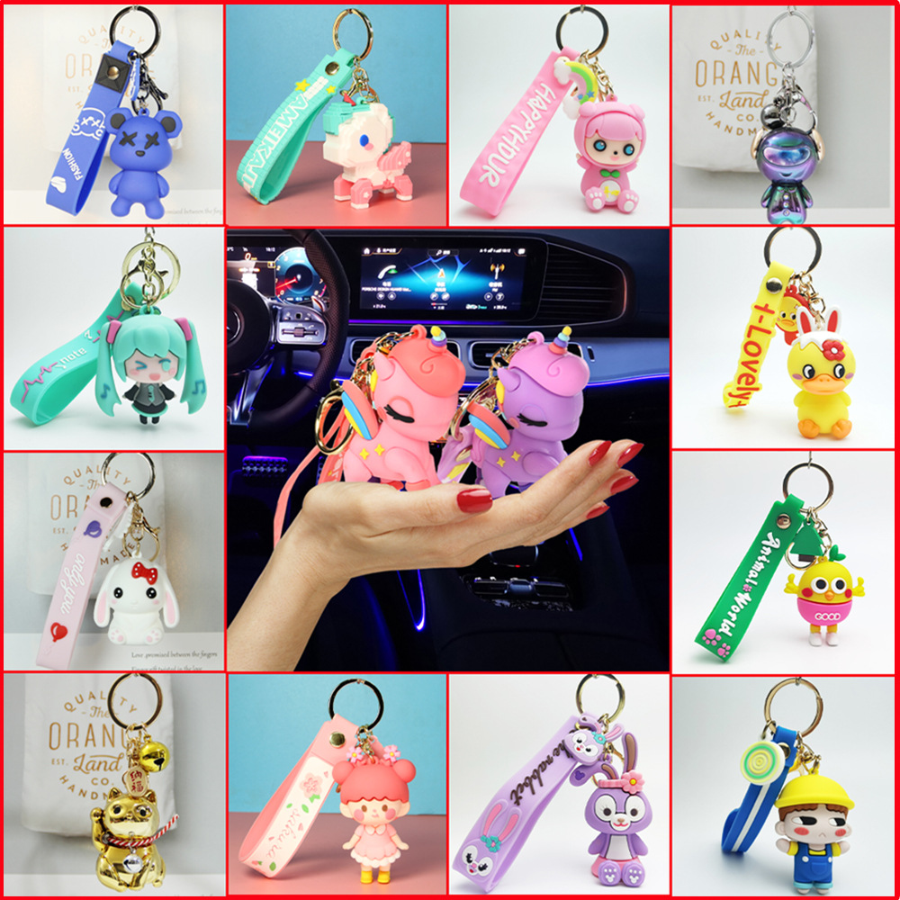 PVCSoft plastic anime doll keychain pendant, cute cartoon doll backpack, bell, keychain pendant