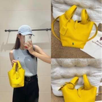 New Style Raffia Basket Bag Polo Bag for Women, Lychee Pattern Cowhide Bucket Bag, Fashionable Commuter Handbag and Crossbody Bag