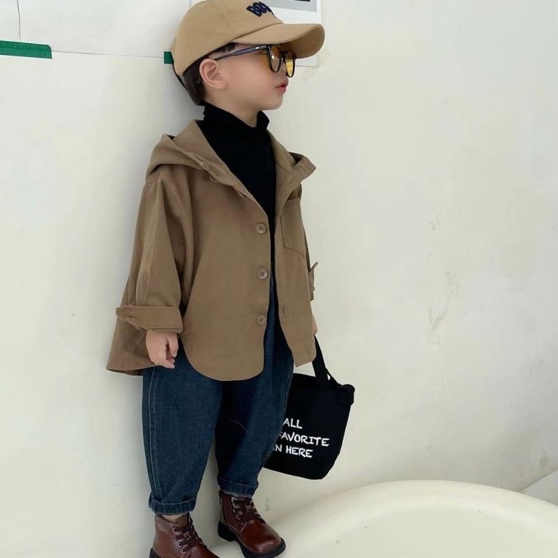 Autumn colored trench coat for boys