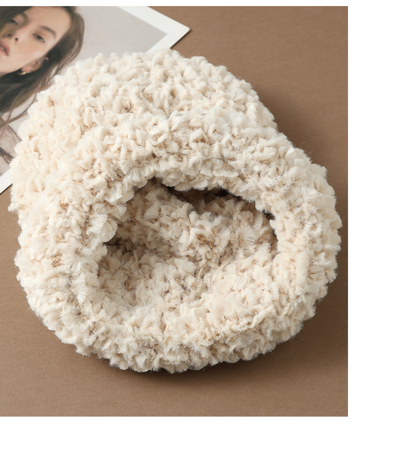 Autumn Winter New Cute Stretchy Knitted Korean Style Versatile Plush Outdoor Windproof Warm Pullover Hat_voghion.com