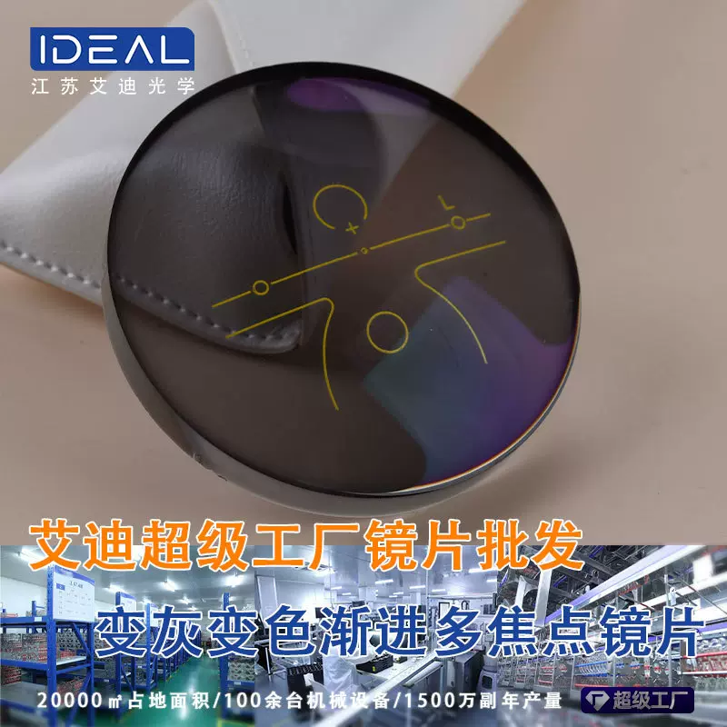 1.56渐进变色灰色眼镜片丹阳树脂眼镜镜片工厂批发直销眼睛镜片