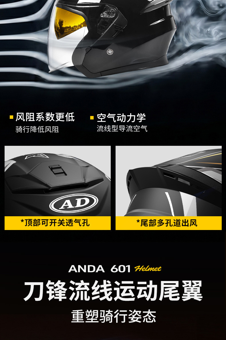 Ad Electric Motorcycle Helmet 3C Certified Men's and Women's Motorcycle Cycling Half Helmet Breathable All-Season Safety Helmet