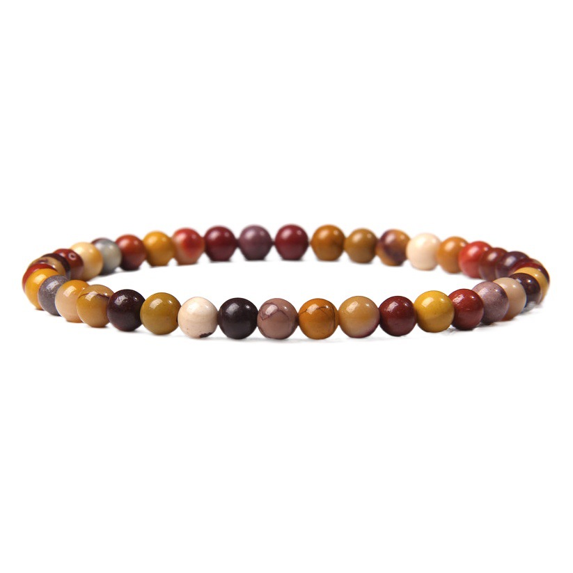 4mm Artificial Stone Bead Bracelet for Men, European and American Cross-Border Hot-Selling Retro Simple Versatile Elastic Rope Bracelet Wholesale