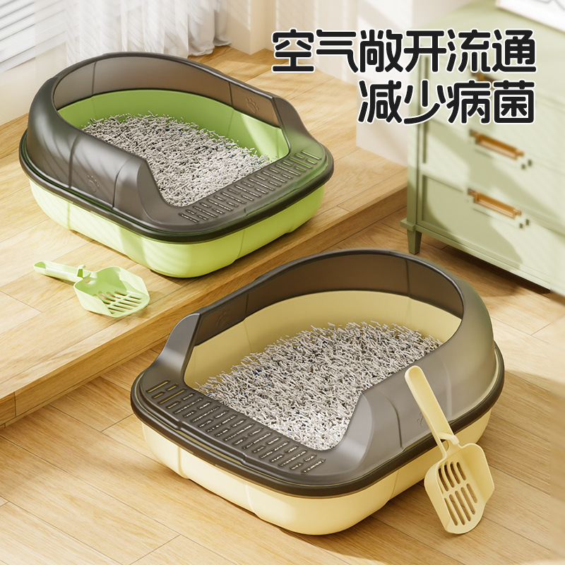 Taja de arena para gatos grande con inodoro semi-cerrado con malla de pedal de arena extra grande para gatos personalizados