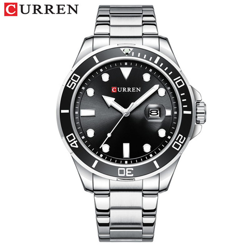 Curren Capien Watch 8388 Men's Luminous Calendar Steel Band Watch Business Watch L Green Waterproof Luminous
