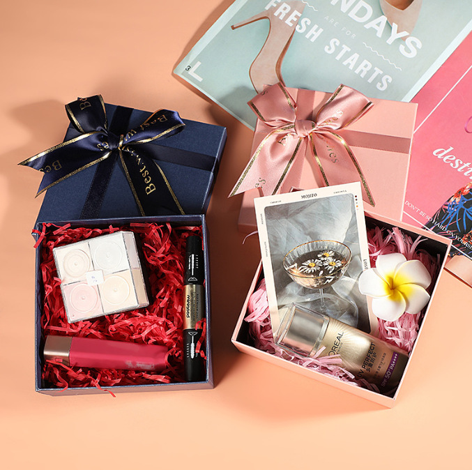 新款蝴蝶结礼品盒可定 制香水化妆品礼物包装盒天地盖盒伴手礼盒