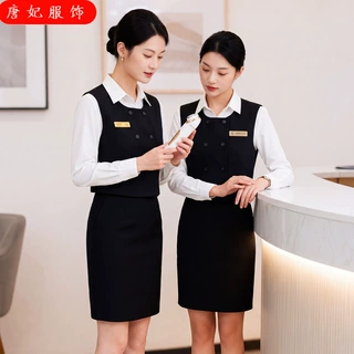 职场马甲裙子前台工装女洋气高端美容院医美顾问酒店服务员工作服