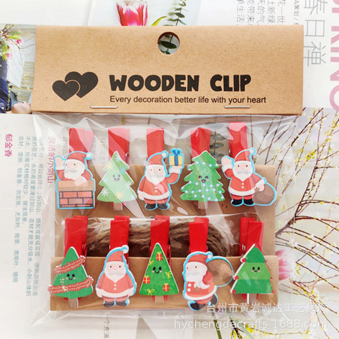 漫画のクリスマスギフト、ペンダント、写真壁、木製工芸品、ホームペンダント、カード、小さな木製クリップのコレクション|undefined