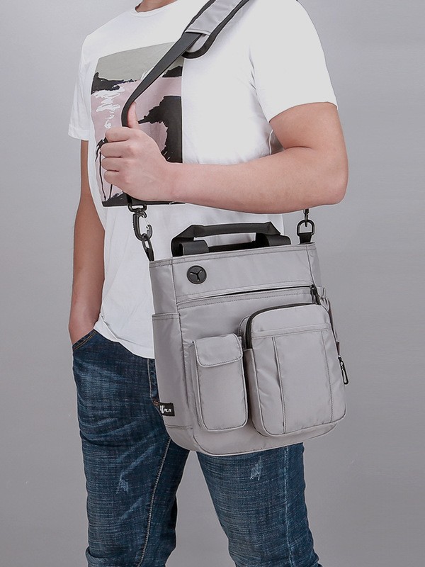 Bolso de hombro de un solo hombre bolso de mano multifuncional de ocio viaje de negocios bolsa de computadora de archivo de tela de nylon