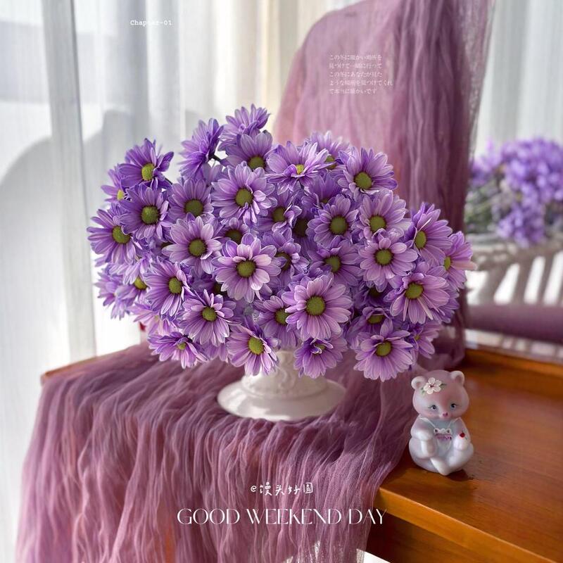 Fengdao Color-Absorbing Small Chrysanthemum Purple Small Daisy 2024 New Product Aurora Small Chrysanthemum Has a Long Flowering Period and Is a Good Maintenance Base Straight Hair