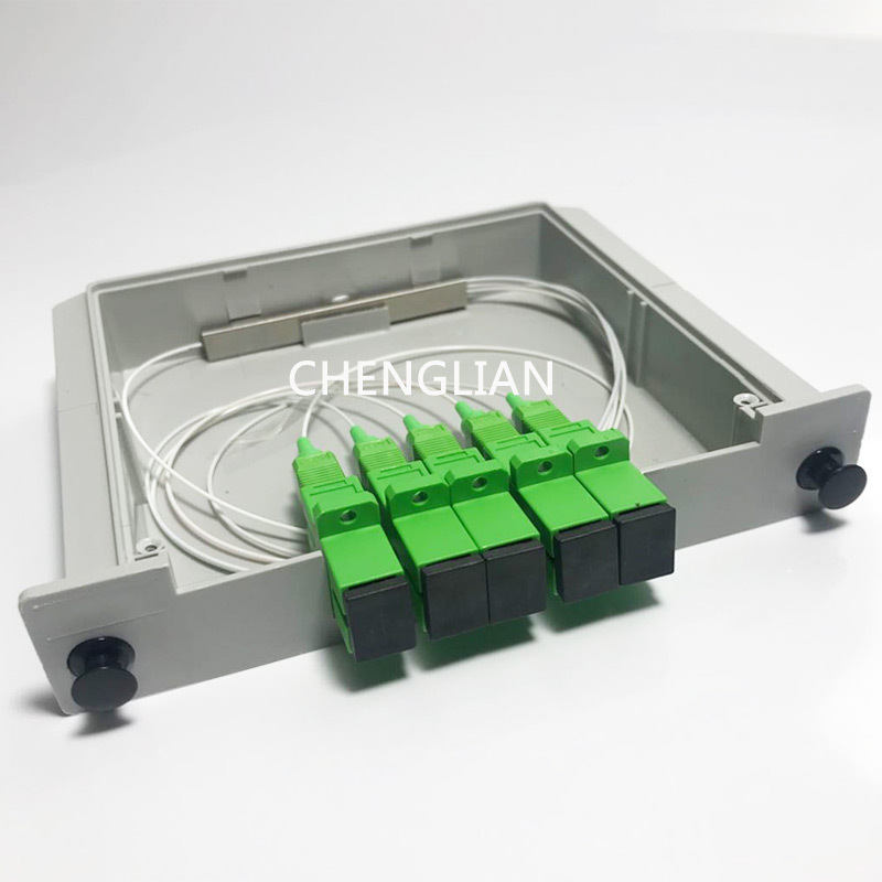 Manufacturer Wholesale Cassette Type 1x4 PLC Fiber Optic Splitter SC/APC 1-to-4 Fiber Optic Splitter