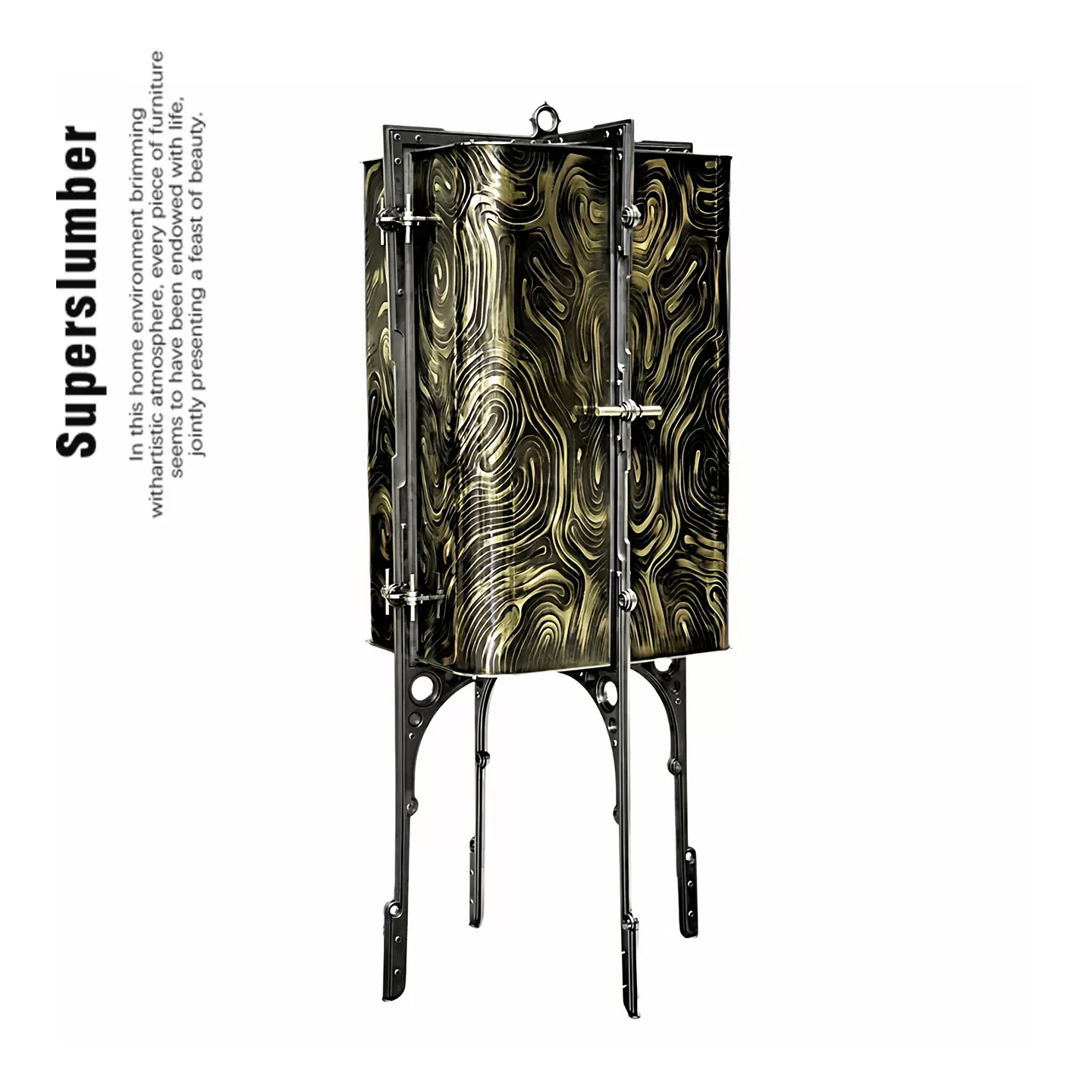 意式轻奢金属酒柜别墅豪宅家用设计师款创意储物柜高端艺术餐边柜