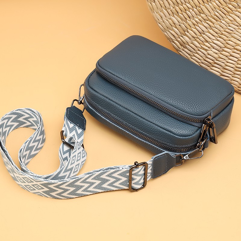 Bolso de piel de vaca de primera capa transfronteriza para mujer nueva moda simple lychee patrón bolso de hombro texturizado cuero genuino crossbody pequeño bolso cuadrado