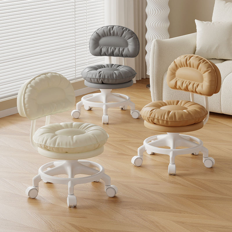 Rueda universal pequeño taburete polea respaldo taburete corto para niños pequeños taburete redondo zapatos de cambio de banco casero rotación silenciosa