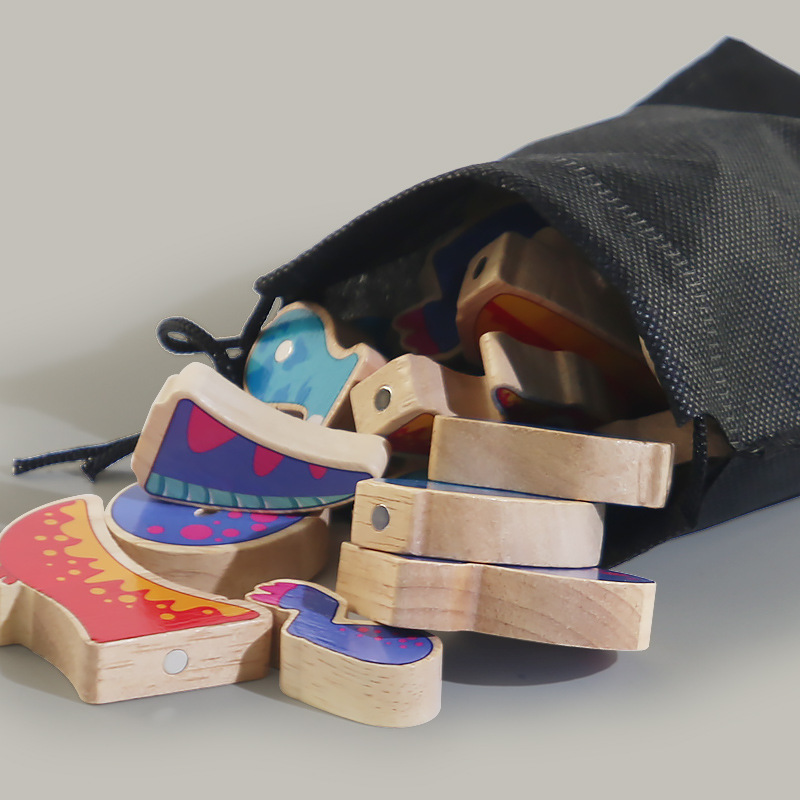 Rompecabezas para niños Hecho a mano Diy Intercalado magnético tridimensional Modelo de dinosaurio Rompecabezas Bloques de construcción Educación temprana Iluminación Juguetes de madera