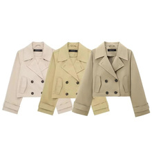 ZA跨境女装欧美风2025秋季新款休闲百搭翻领风衣式短款夹克外套