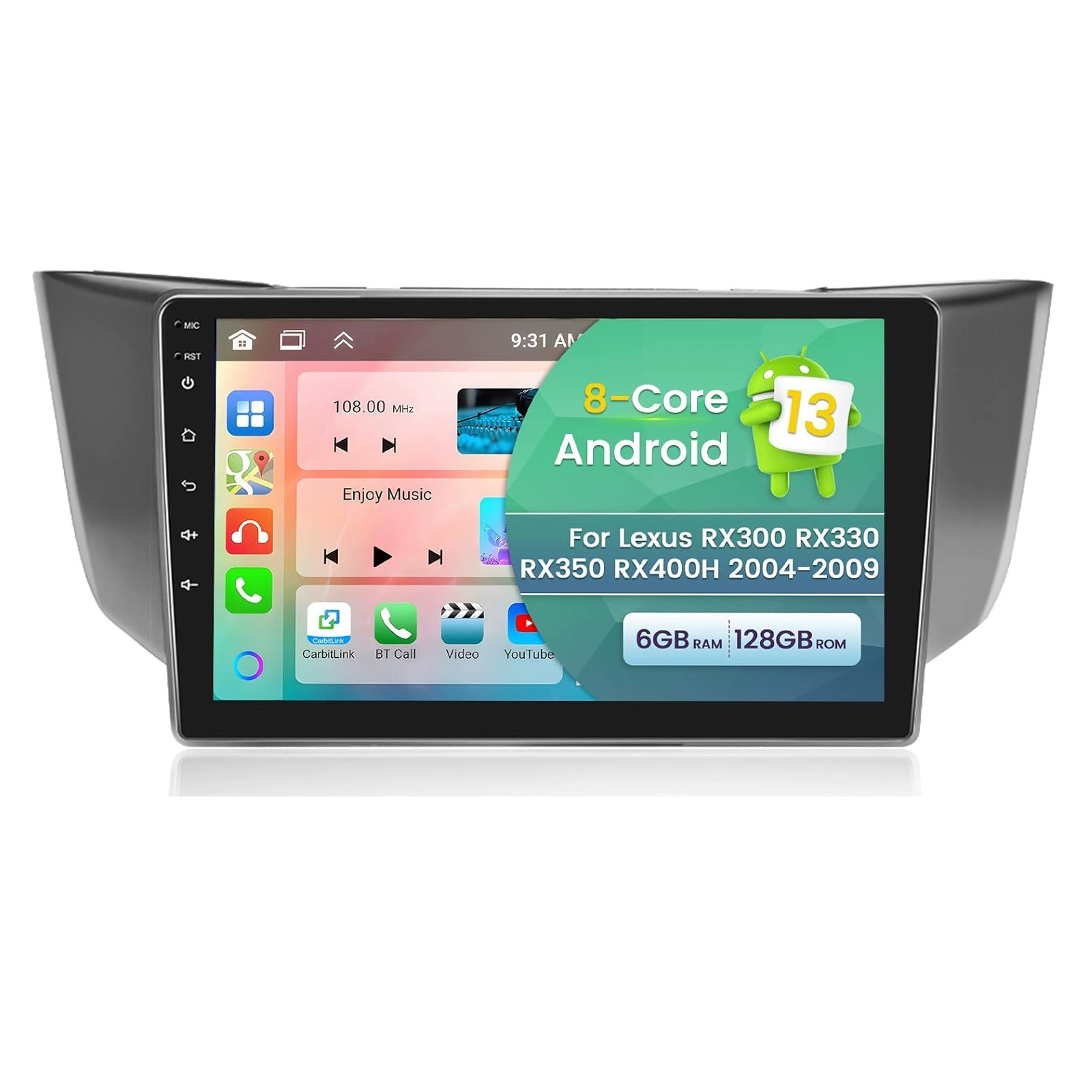 Подходит для Lexus RX 2003–2009 — умная 9-дюймовая автомобильная GPS-система с Bluetooth и Wi‑Fi, все-в-одном