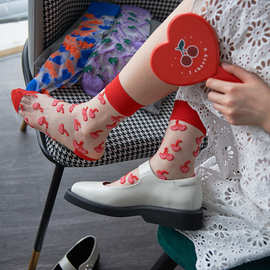 水晶袜子女中筒袜春夏季薄款日系玻璃丝袜可爱网红ins潮中高筒袜