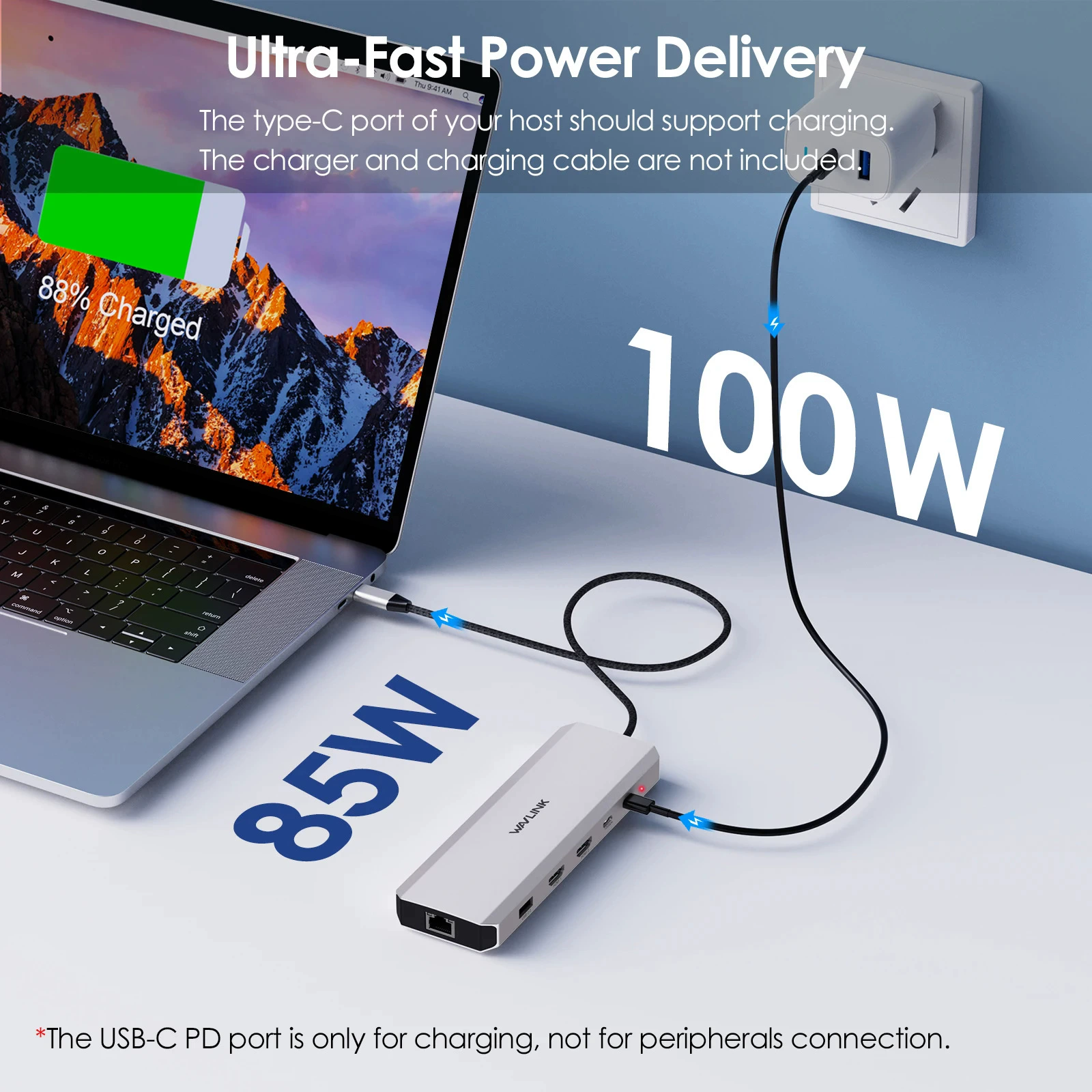 WAVLINK с двумя входами HDMI, 100W PD, 10G USB-C хаб