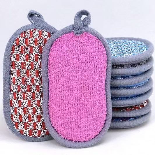 8-Shaped Jacquard Magic Sponge for Kitchen, Durable Dishwashing Sponge That Doesn'T Damage Pots, Pot Cleaning Tool for Home Kitchen, Double-Sided Cleaning