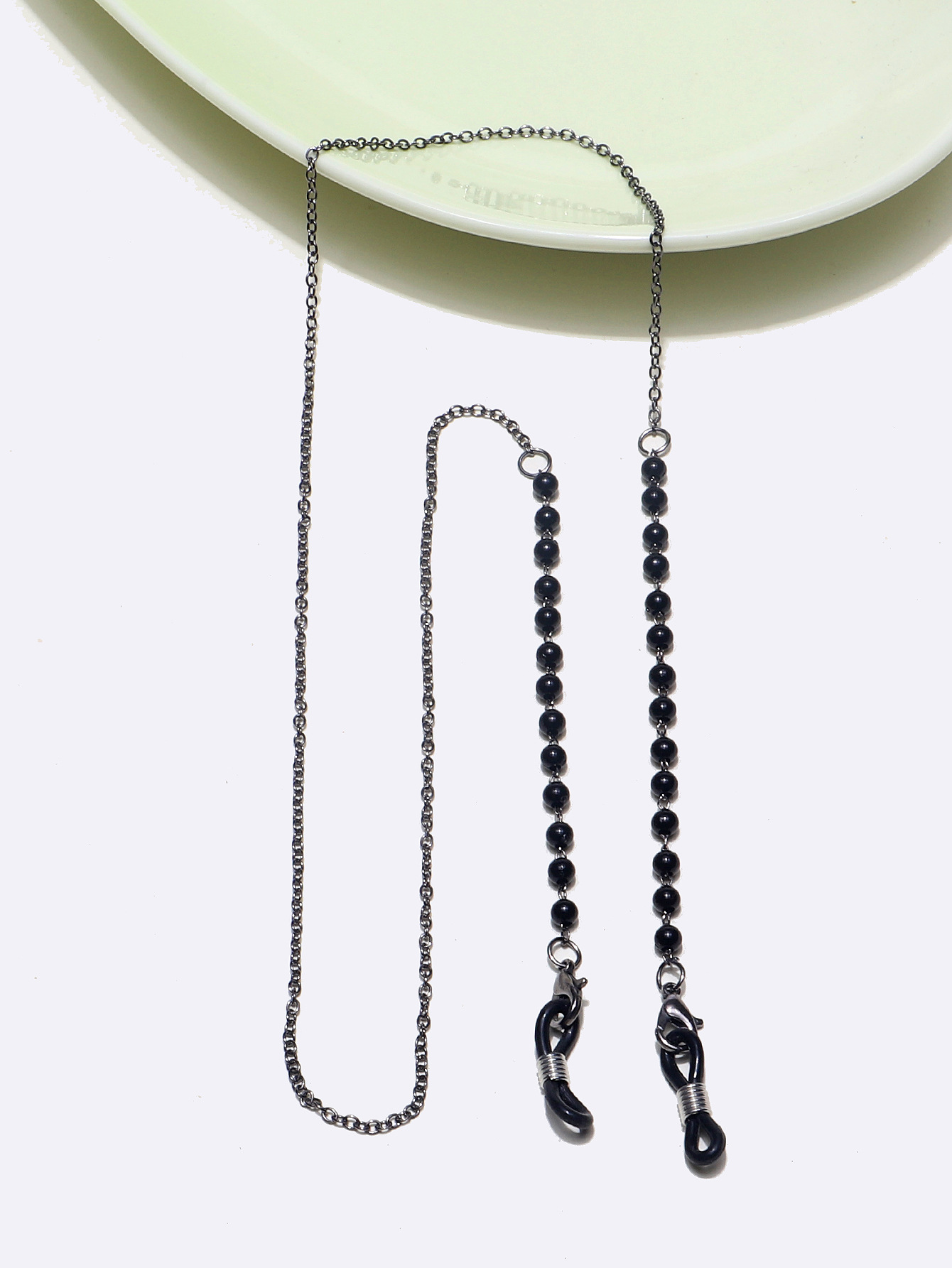 fashion simple black pearl glasses chainpicture3
