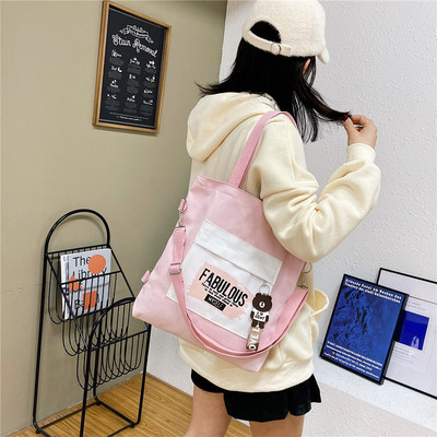 student Cram bag Korean Edition fashion capacity One shoulder Inclined shoulder bag Use Canvas bag Foreign trade 2021 New handbag