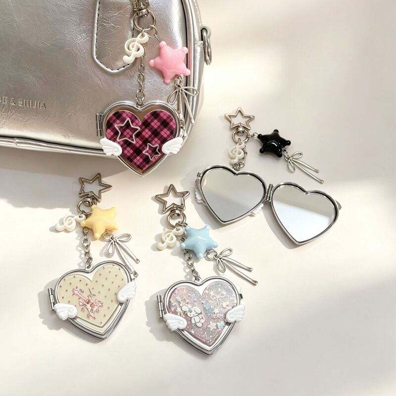 Y2K Dreamy Star Heart Makeup Mirror Pendant, Girl's Heart Musical Note Bow Keychain, Gift for Best Friends Y2K Dreamy Star Heart Makeup Mirror Pendant, Girl's Heart Musical Note Bow Keychain, Gift for Best Friends