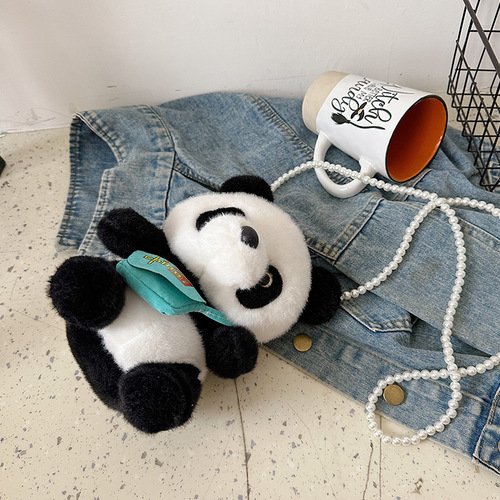 Backpack Panda Plush Toy Small Backpack China Panda Souvenir Children's Crossbody Bag Mink Fleece Plush Shoulder Bag