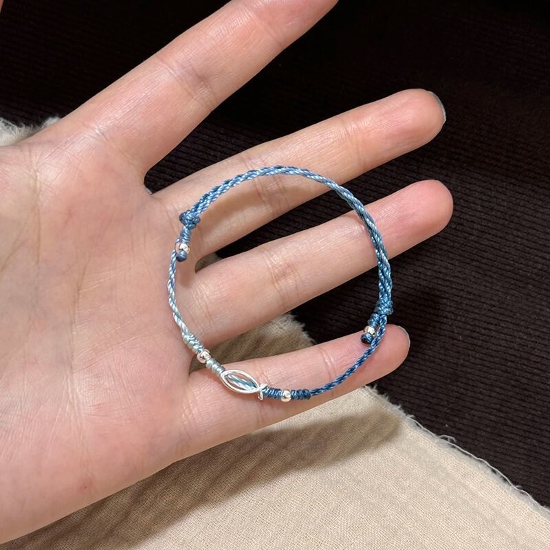 深海の魚の小さな魚の編み込みブレスレット完成品青い小さな魚のブレスレット親友へのギフトとして|undefined