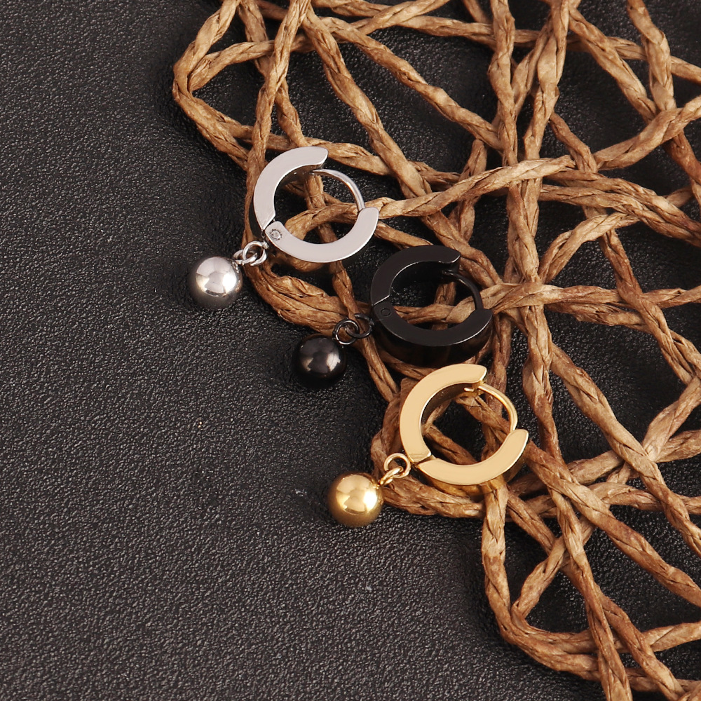 Personalized Stainless Steel Round Ball Hoop Earrings For Women_voghion.com