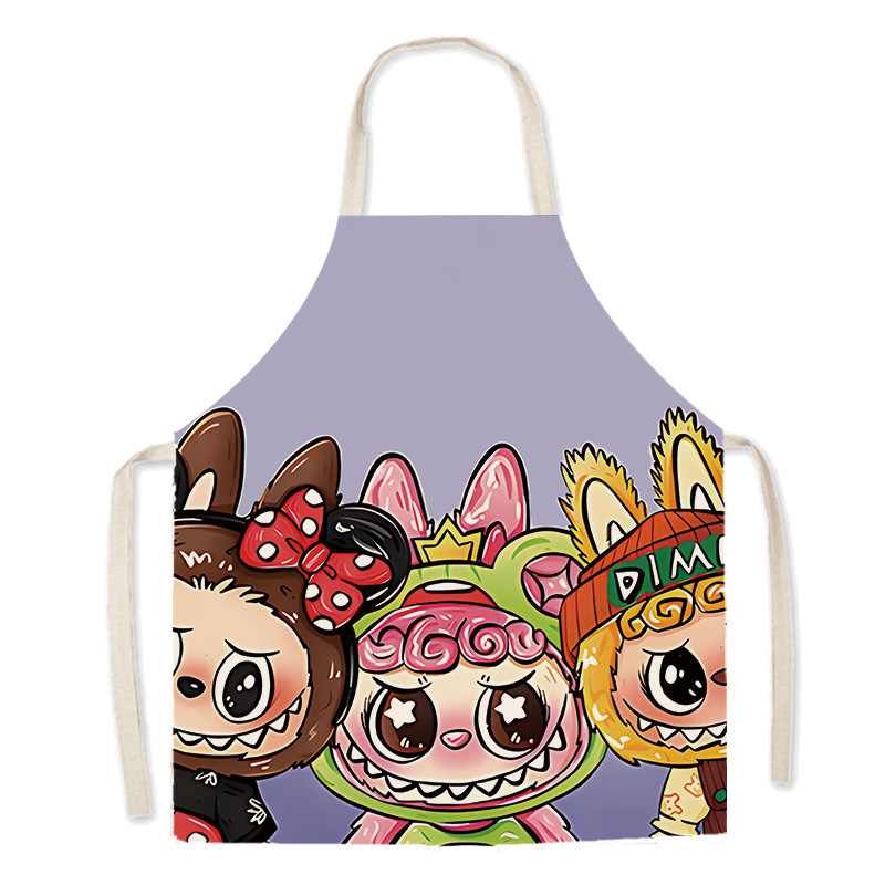 Labubu 漫画生地エプロンベーキングキッチンホームパーソナライズクリエイティブアートギフト防汚カバーオール|undefined